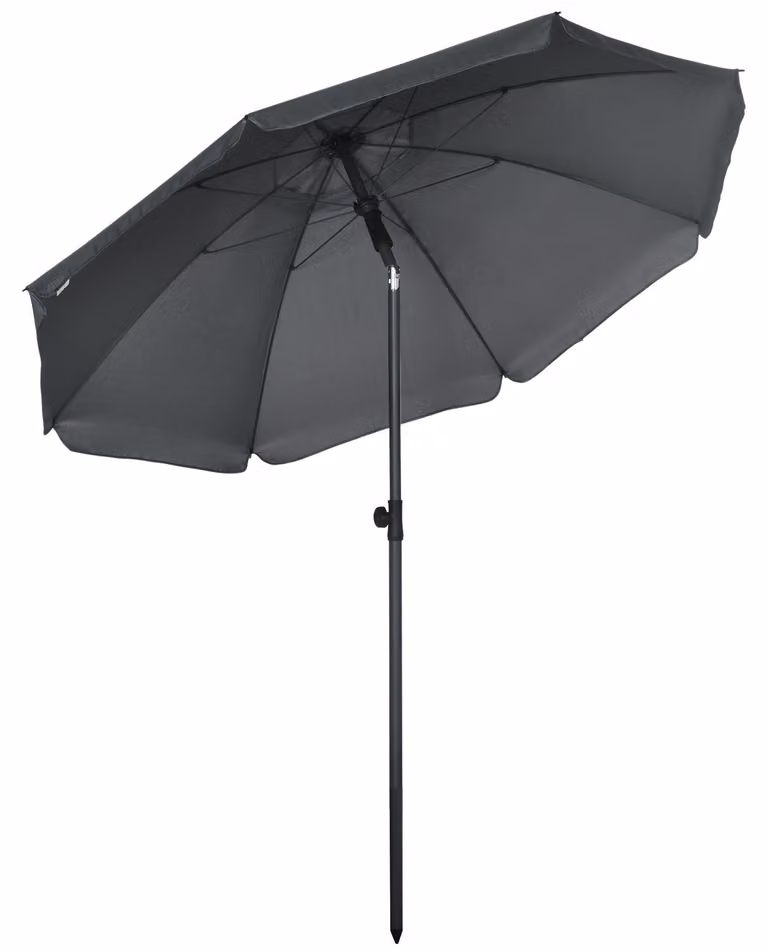 Ombrellone da Giardino Ø180x209 cm in Poliestere e Acciaio Grigio