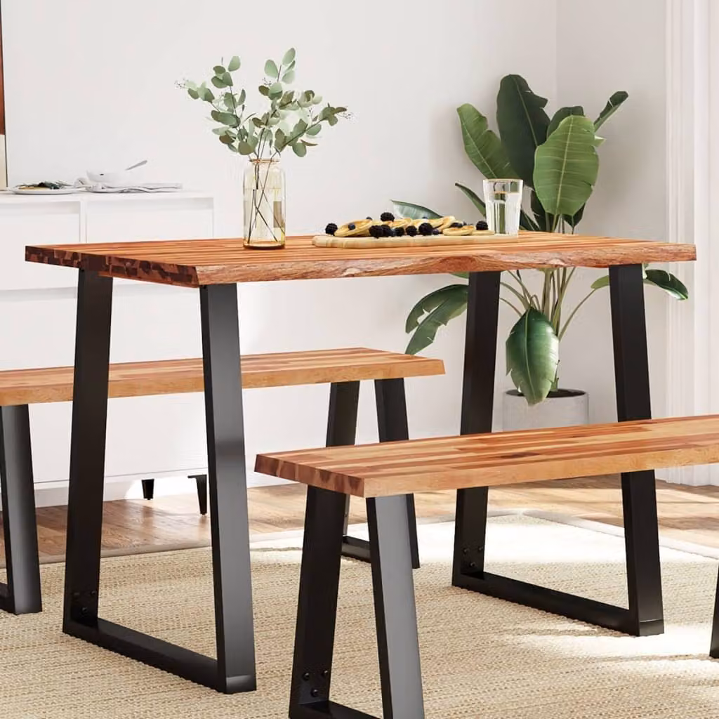 Maison Exclusive - Tavolo da pranzo con bordo in legno massello di acacia, dimensioni 110x70x75 cm
