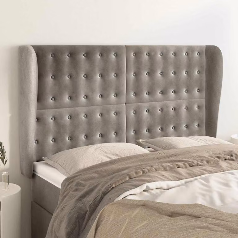 Testiera ad orecchio vidaXL in velluto grigio chiaro L: 147 cm, P: 23 cm, H: 118/128 cm