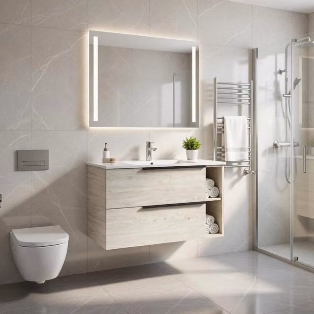 Base sospesa con cassetti cm 100 mod. LOFT - Rovere Bianco