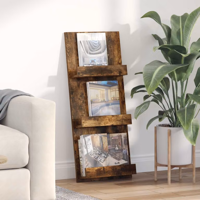 Scaffale per riviste vidaXL in legno Rovere fumé L 43 cm x P 11 cm x H 102 cm