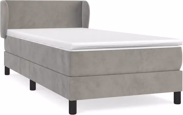 Letto singolo | Letto per adulti | Giroletto a Molle con Materasso Grigio Chiaro 80x200 cm Velluto