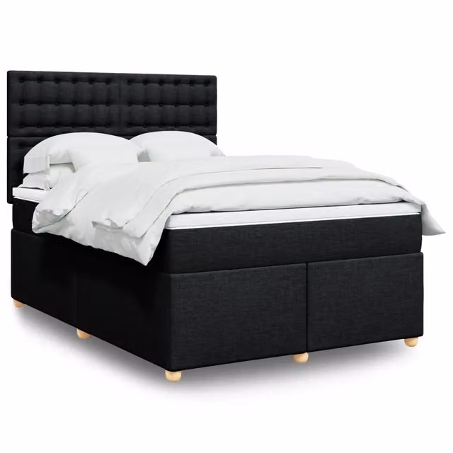 Giroletto a Molle con Materasso Nero 140x190 cm in Tessuto 3293591