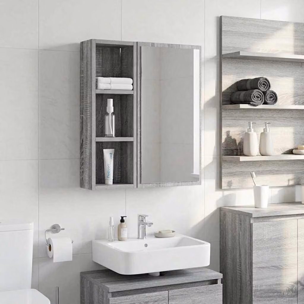 Armadio da bagno a muro vidaXL moderno in MDF grigio opaco L/P/H: 20 x 10 x 60,5 cm
