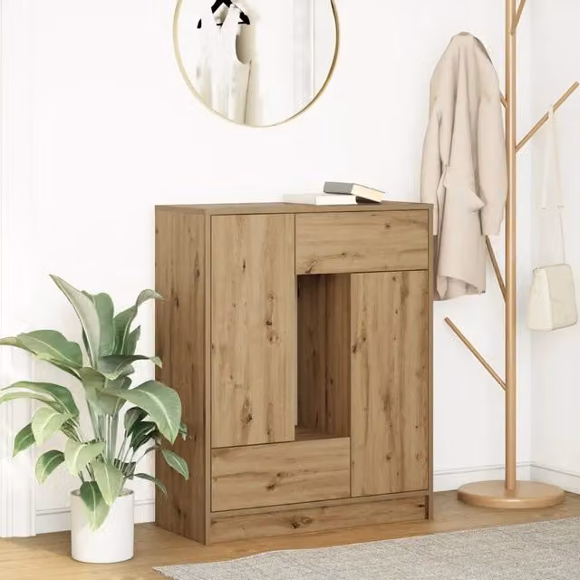Credenza moderna vidaXL in legno color rovere marrone L: 73 cm, P: 31 cm, H: 90 cm – 1
