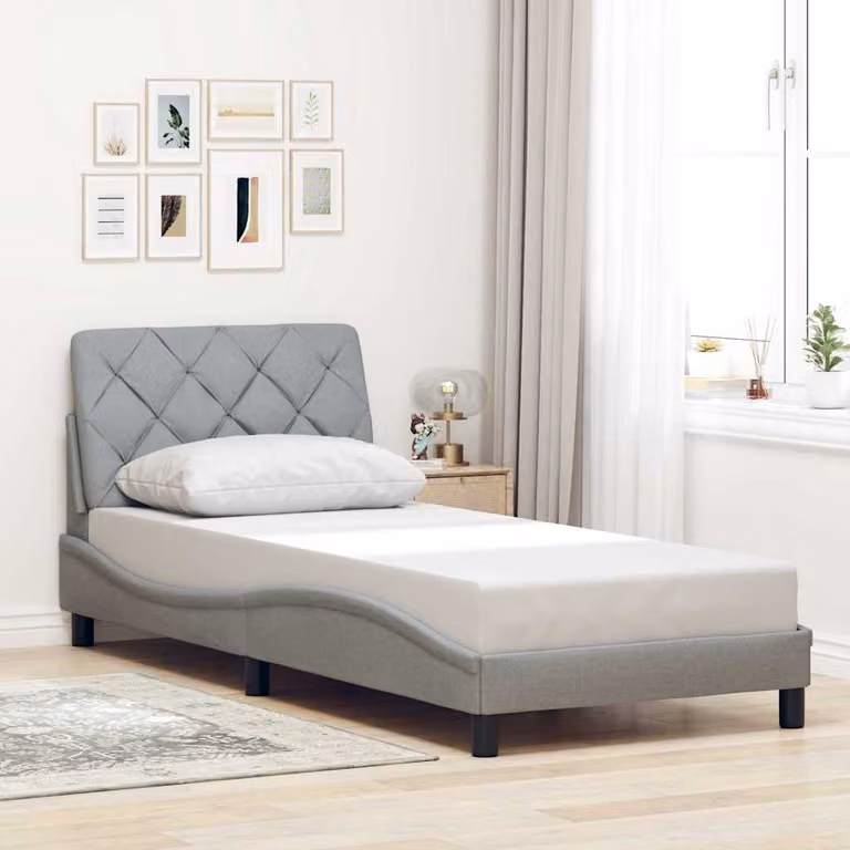 vidaXL Giroletto senza Materasso Grigio Chiaro L/P/H: 90 x 200 cm