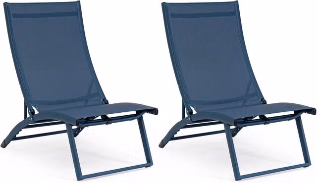 Set 2 Poltrone da Giardino 53x166,5x90 cm in Alluminio Taylor Navy