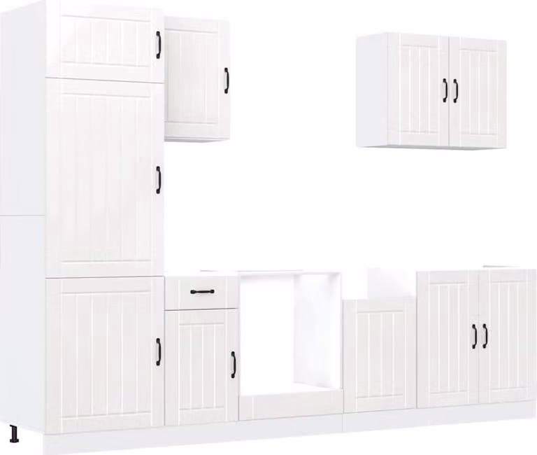 Set Mobili da Cucina 7 pz Lucca Bianco Legno Multistrato