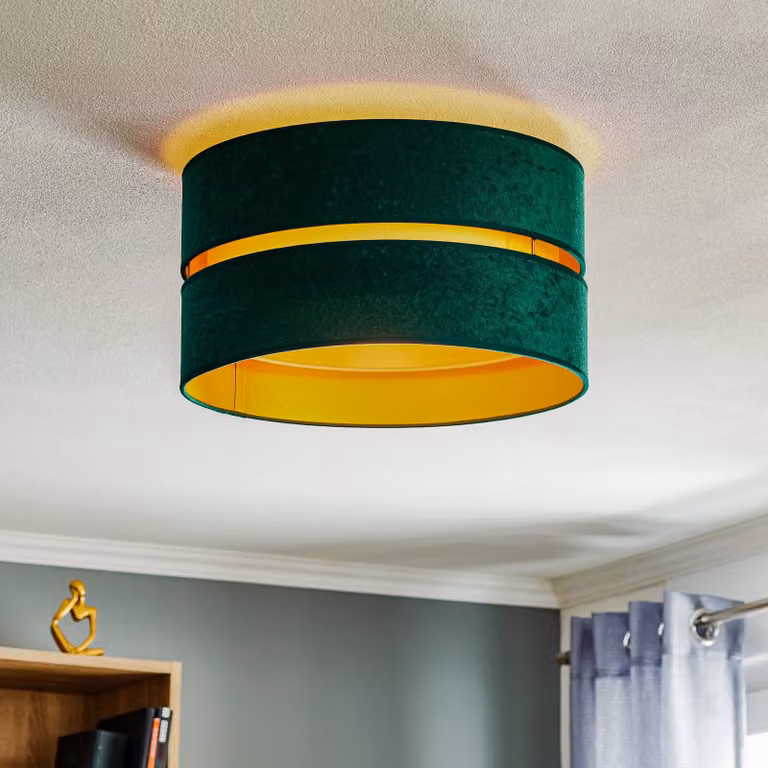 Plafoniera soffitto Duo Duolla, dimmerabile, Verde, Soggiorno / Sala da pranzo, Tessuto / Stoffa / Seta, Moderno, Plafoniera