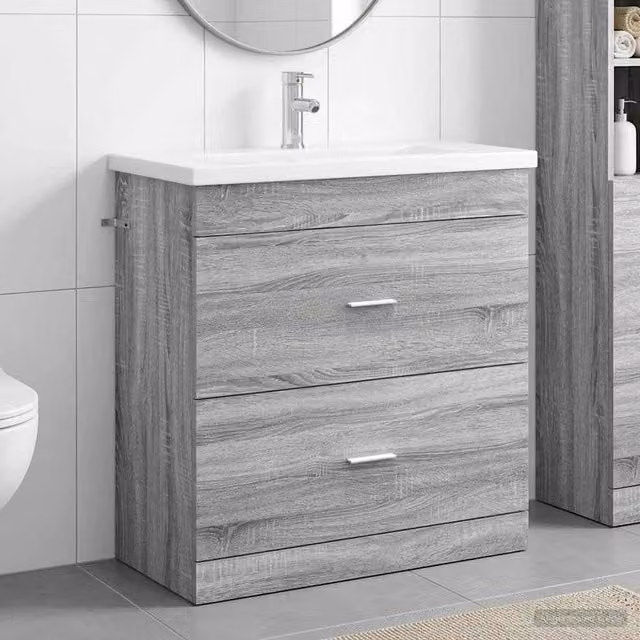 Set di mobili per il bagno Sonoma grigio 81 x 40 x 84,5 cm 3404379