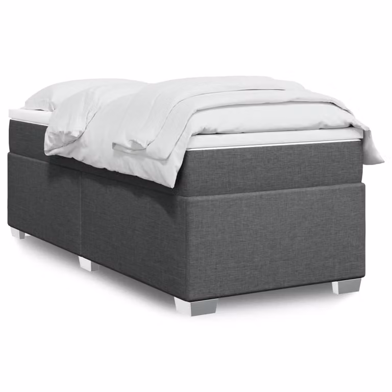 vidaXL Giroletto a Molle con Materasso Ibrido in Tessuto Grigio e Bianco, L/P/H: 90 x 190 cm