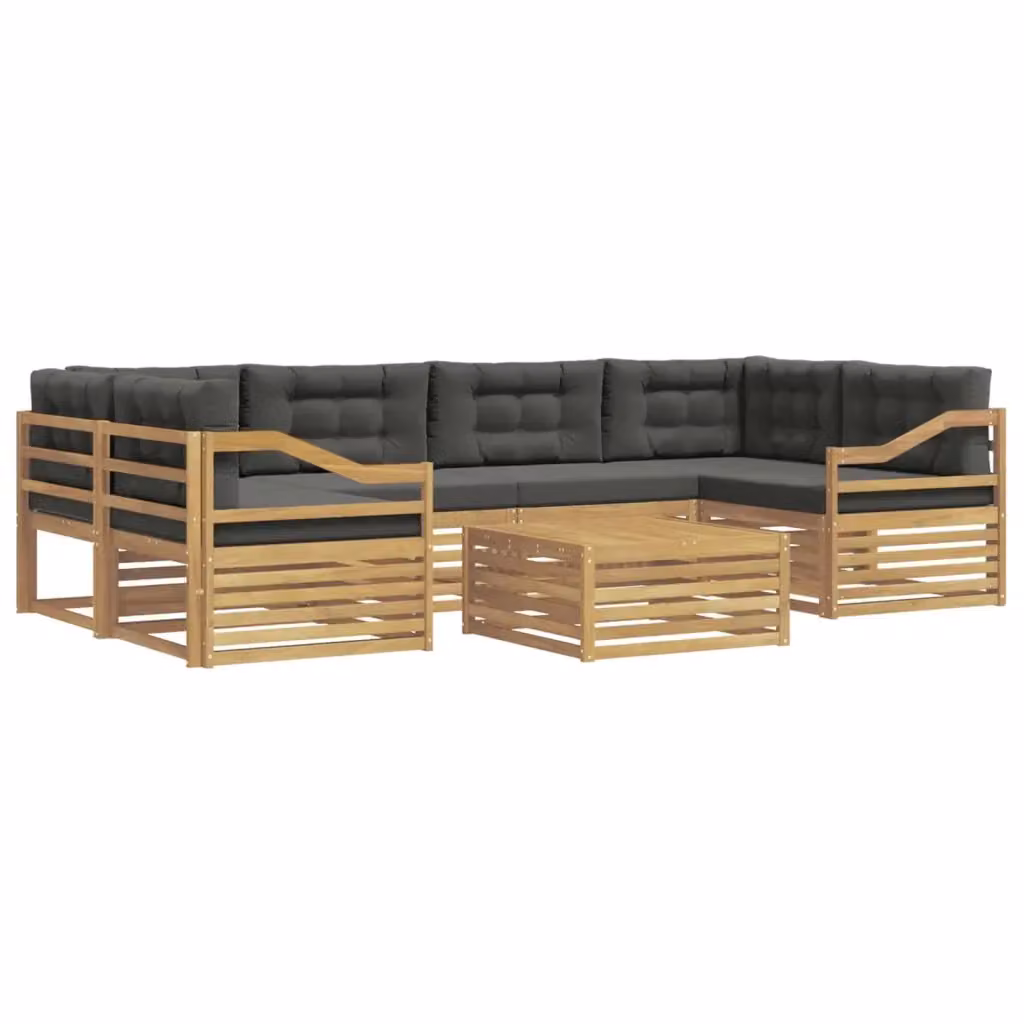 Set di divani da esterno 7 pezzi vidaXL in legno di acacia con cuscini bianchi e antracite – 2