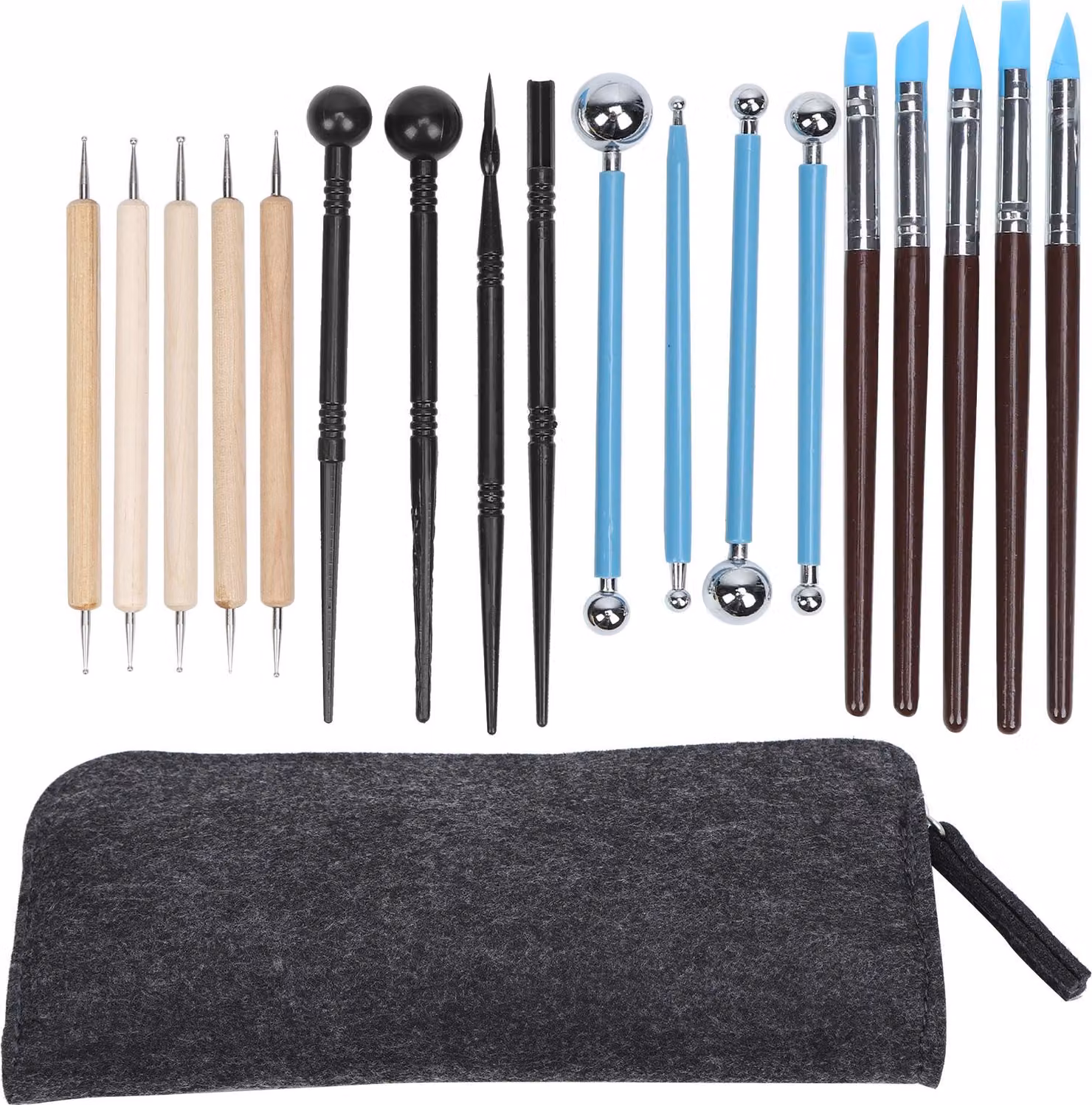 utensile per Vetroceramica da 19 pezzi, punta a bastone per indentazione, accessori per la pittura su argilla con sacchetto di conservazione