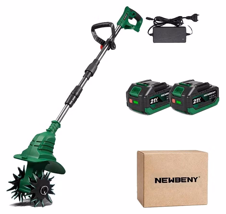 Fresatrice rotativa per giardino, con 4 lame, design leggero, dotata di 2 batterie, con spina europea da 220V-240V