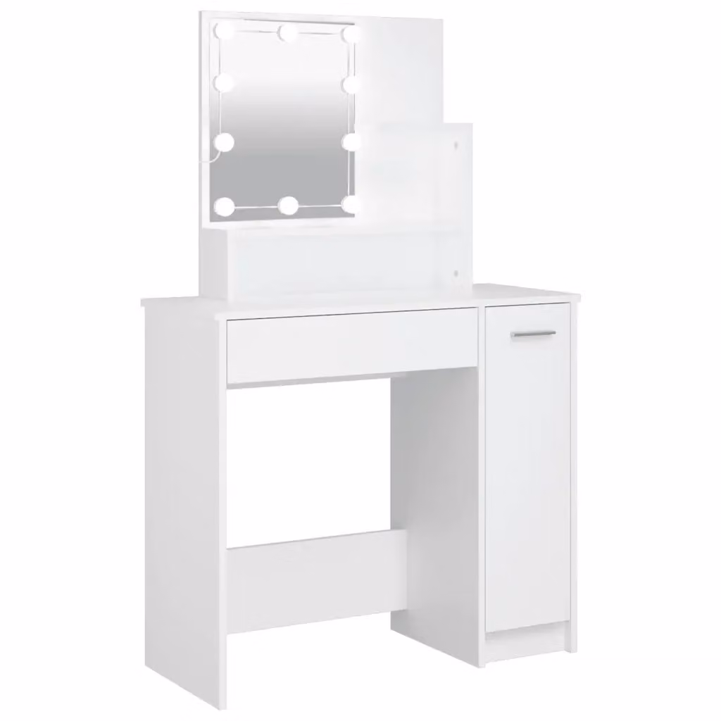 Toeletta con LED Hollywood bianca vidaXL L: 86,5 cm, P: 35 cm, H: 136 cm – 2