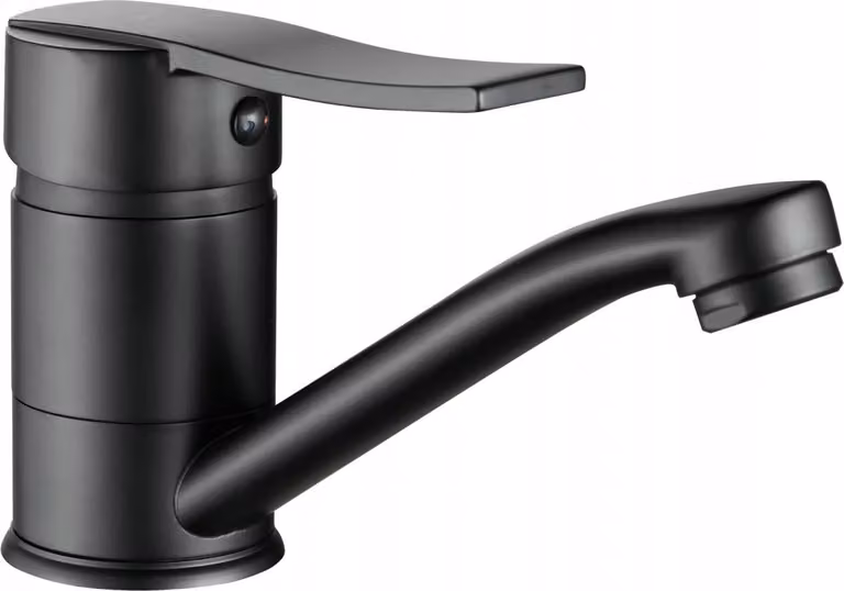 Miscelatore per lavabo verticale colorato nero opaco con bocca girevole Madera
