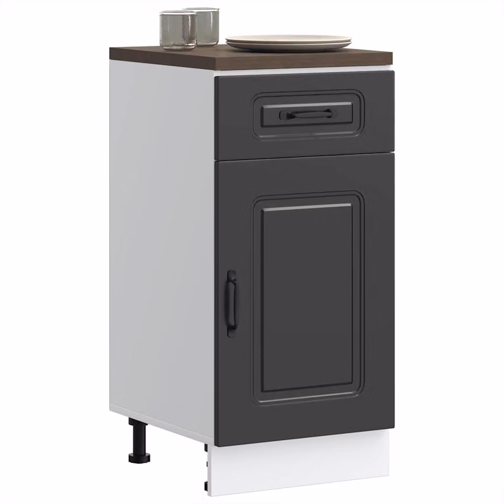 Base da cucina moderna vidaXL Kalmar nera in legno e MDF con ante a battente L/P/H: 46 x 40 x 81,5 cm