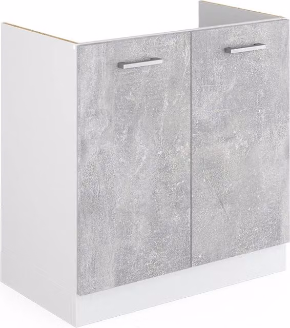 Mobile lavello cucina Vicco R-Line moderno bianco e grigio con ante a battente L 80 cm