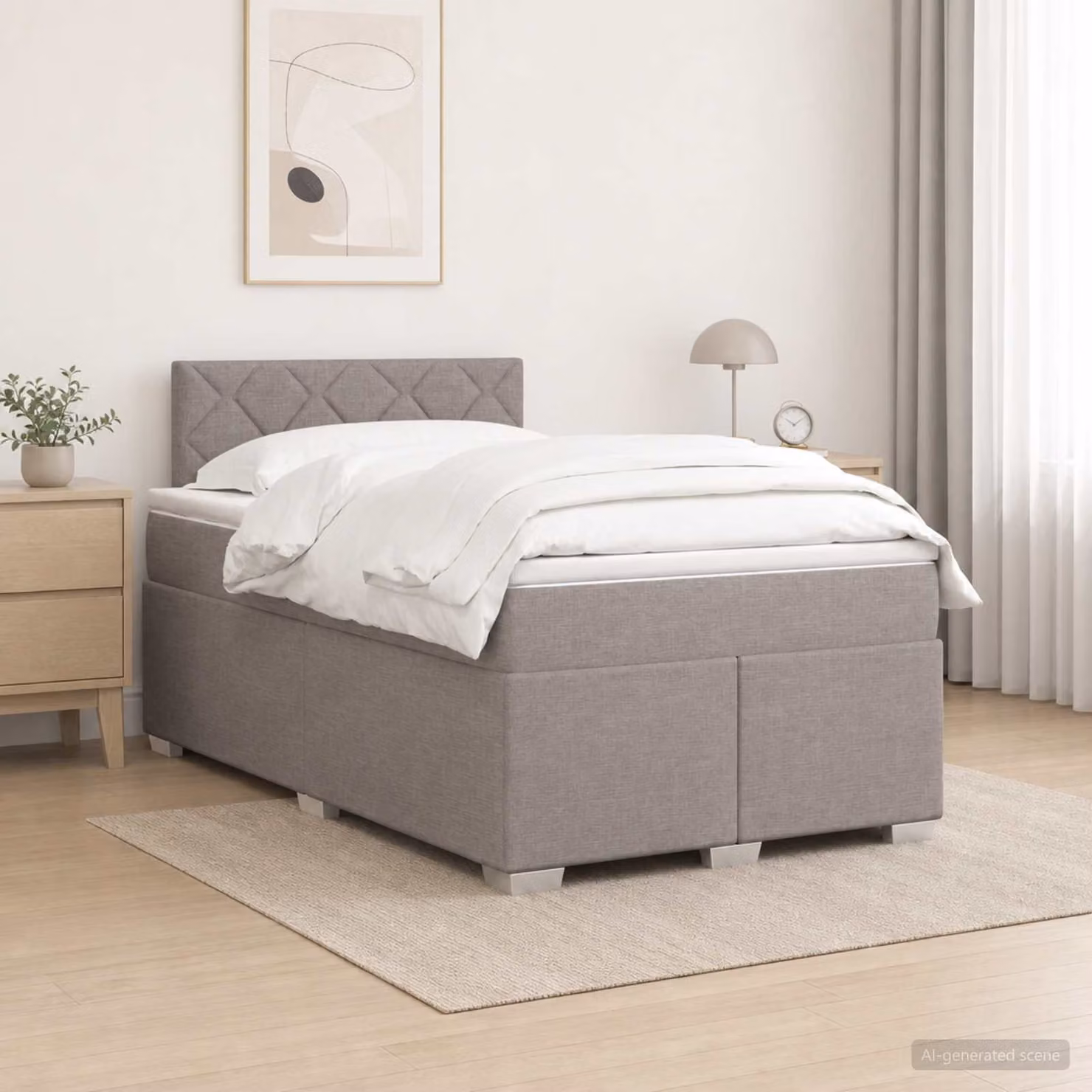 Letto box spring con materasso ibrido vidaXL in tessuto, L/P/H: 200 x 120 x 76,5 cm