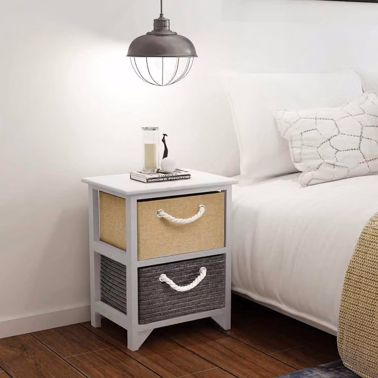Set di 2 comodini vidaXL in legno stile rustico bianco opaco