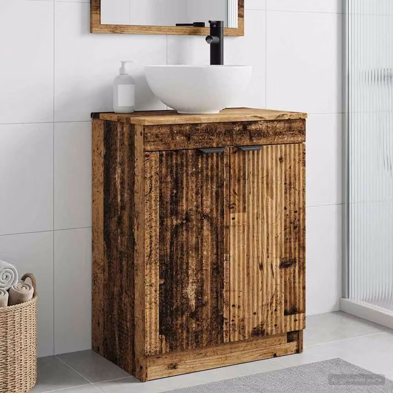 Mobile da bagno con lavabo vidaXL in legno color marrone antico L: 54 cm, P: 35 cm, H: 83 cm