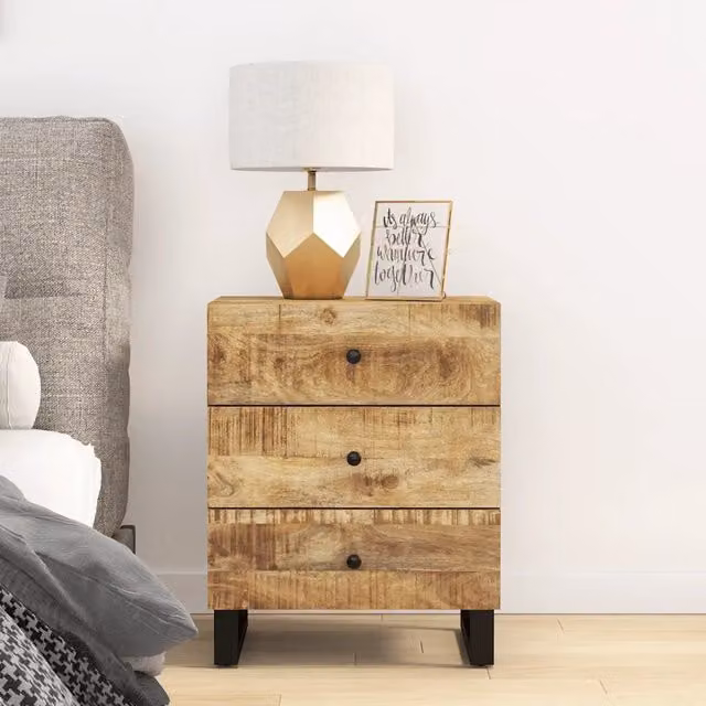 Comodino vidaXL in legno di mango e metallo marrone L: 50 cm, P: 33 cm, H: 62 cm – 1