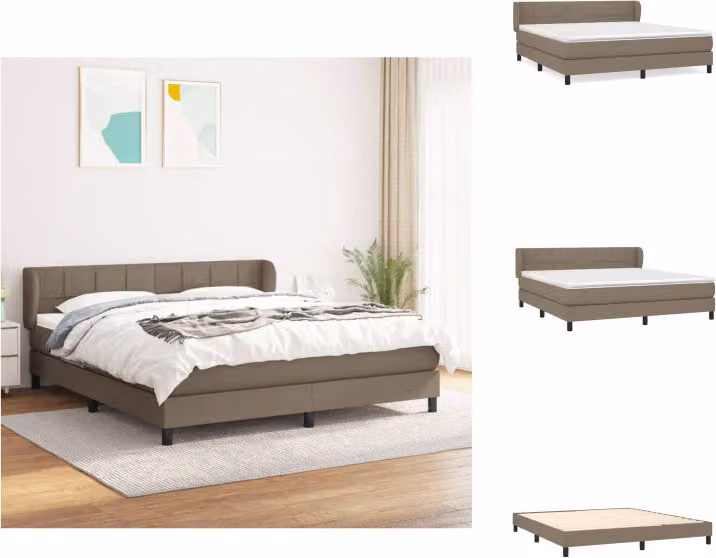 vidaXL Letto a molle con materasso in tessuto taupe 180x200 cm - Letti e strutture letto