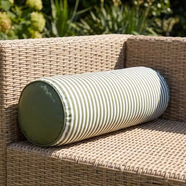 Cuscino cilindrico a righe verde KASANOVA idrorepellente L/P/H: 50 x 18 cm