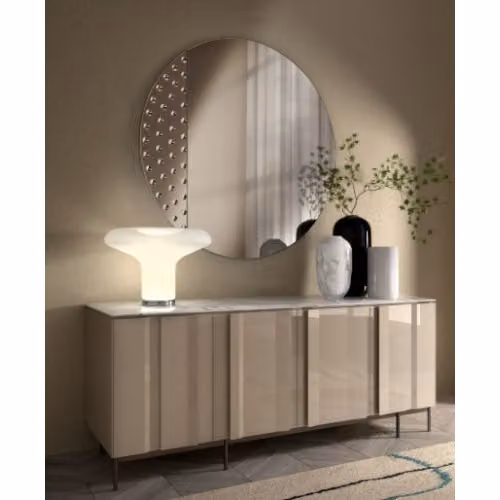 Specchio da parete con inserto in vetro bullè Eco Stones