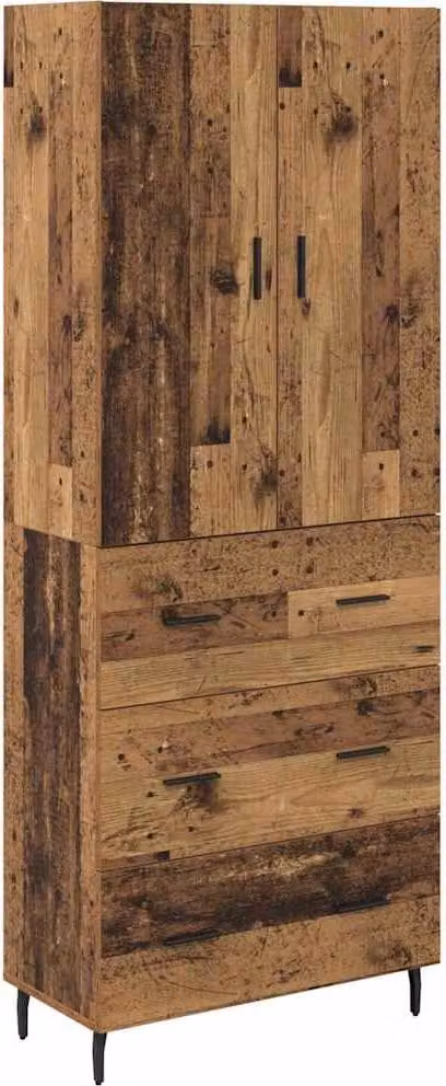 Credenza 2 pcs Legno vecchio Legno Stratificato e Vetro
