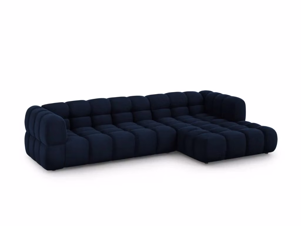 Divano angolare modulare Sky di Cosmopolitan Design, modello a 4 posti con orientamento destro, rivestito in velluto blu, L/P/H: 300 x 162 x 75 cm – 2