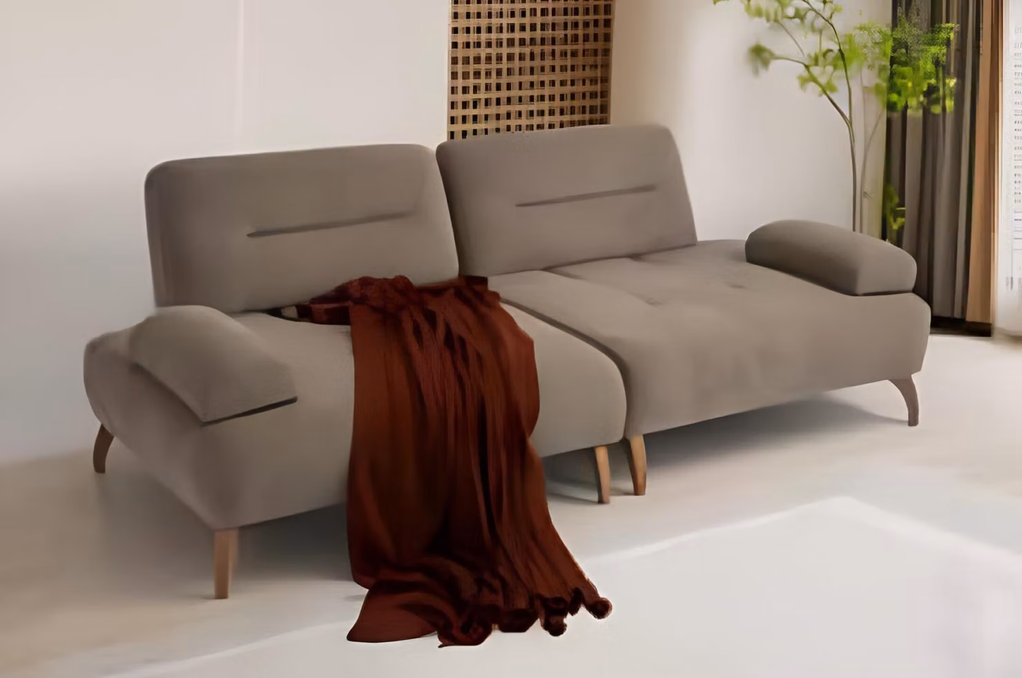 Stilvoller Brauner Dreisitzer Wohnzimmer Polstercouchen 3-Sitzer