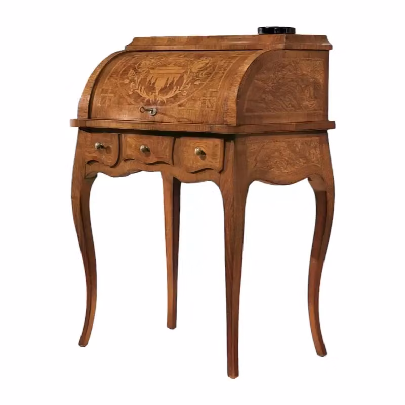 Scrivania a secrétaire Bassano con 6 cassetti in legno intarsiato Mobili 2G L: 72 cm, P: 50 cm, H: 102 cm – 2