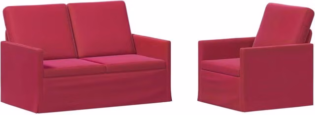 Set di 2 divani moderni vidaXL in velluto rosso con struttura in metallo