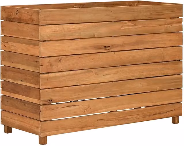 Fioriere | Cassetta per fiori | Letto Rialzato 100x40x72 cm Legno di Teak di Recupero e Acciaio