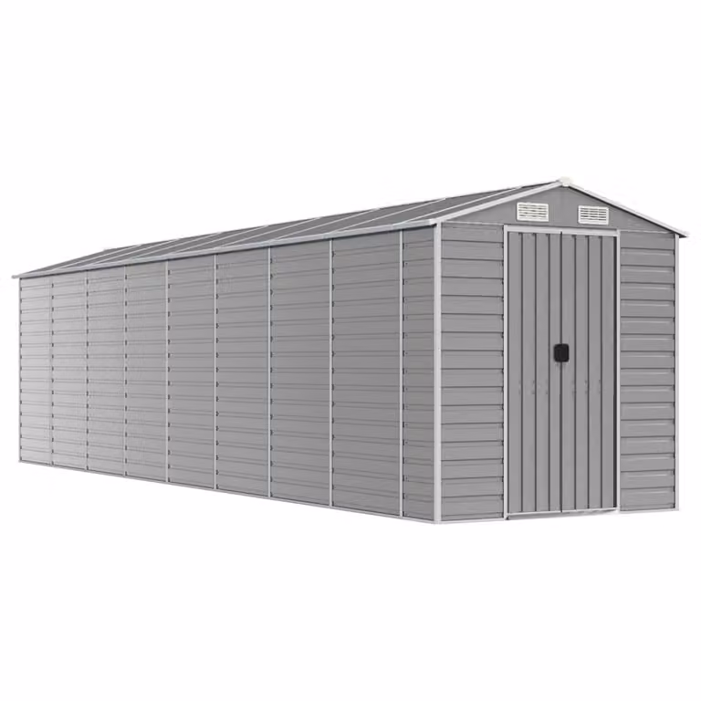 Casetta da giardino grigio chiaro 191x810x198 cm in acciaio zincato