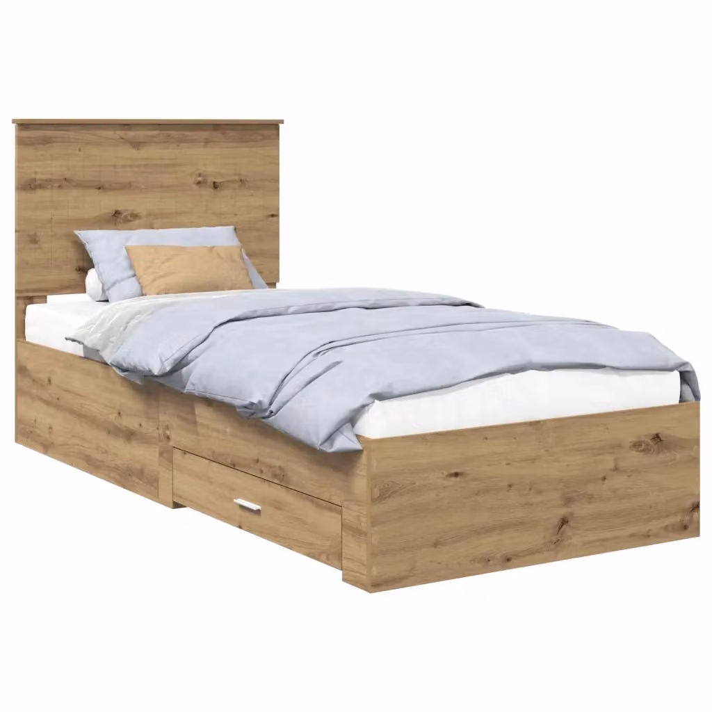 Struttura letto con cassetto vidaXL in legno rovere marrone L/P/H: 200 x 90 x 34 cm – 2