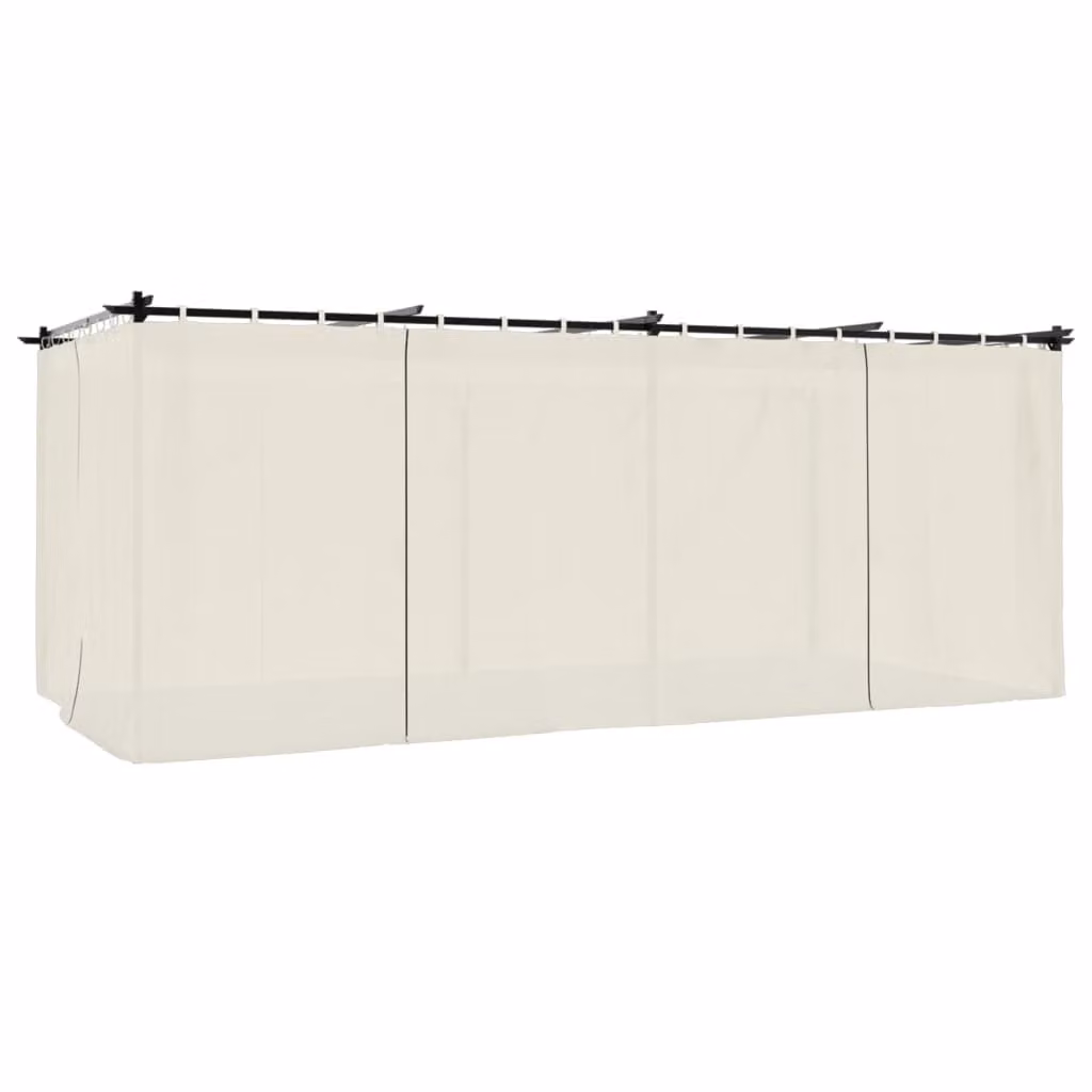 Gazebo con Tende Crema 6x3 m in Acciaio