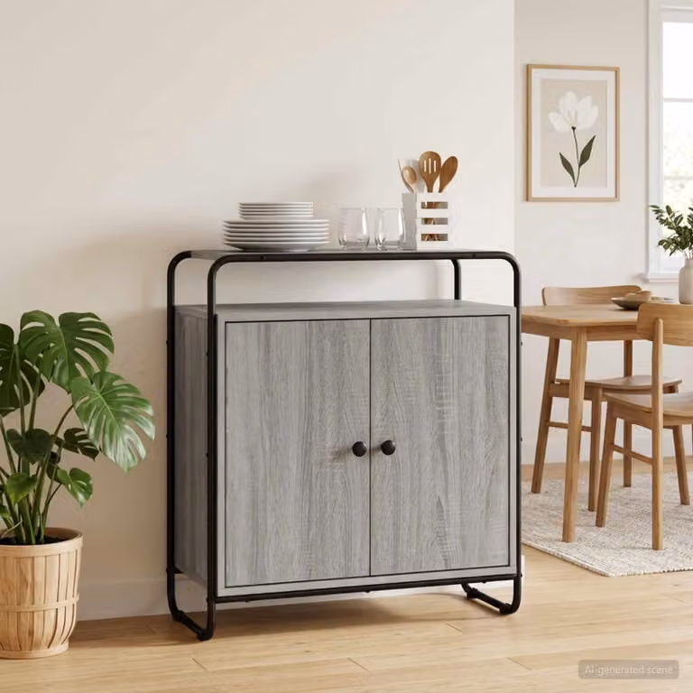 Credenza vidaXL in stile industriale color grigio con finitura opaca, L: 68 cm, P: 35 cm, H: 75 cm