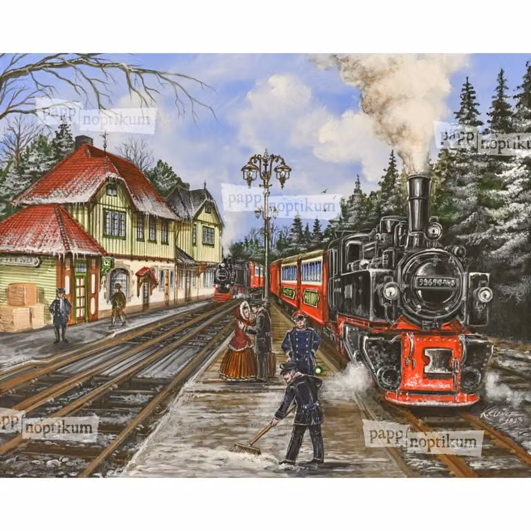 Calendario dell'Avvento: gita con la ferrovia a scartamento ridotto dell'Harz con "Verändermich" Motivo 38 x 27 cm