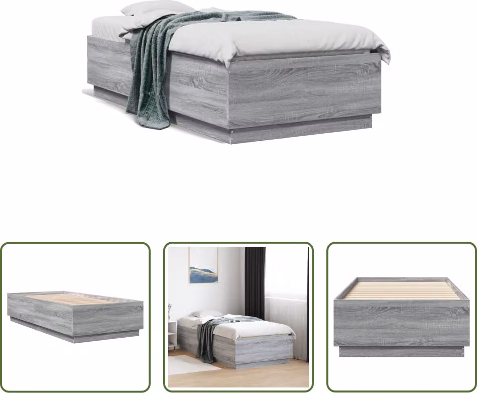 The Living Store Giroletto grigio Sonoma 90x190 cm in legno