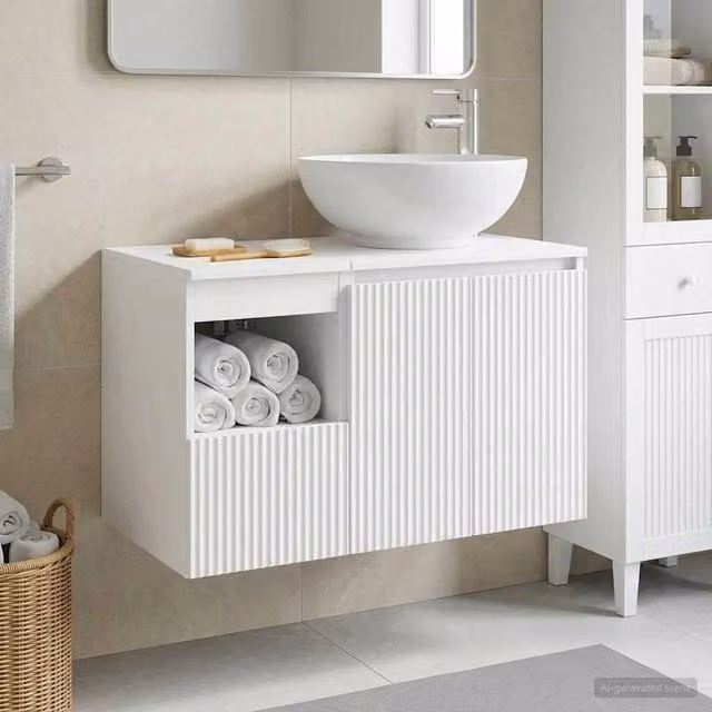 Set di mobili per il bagno 2 pz Bianco Legno ingegnerizzato 3404084