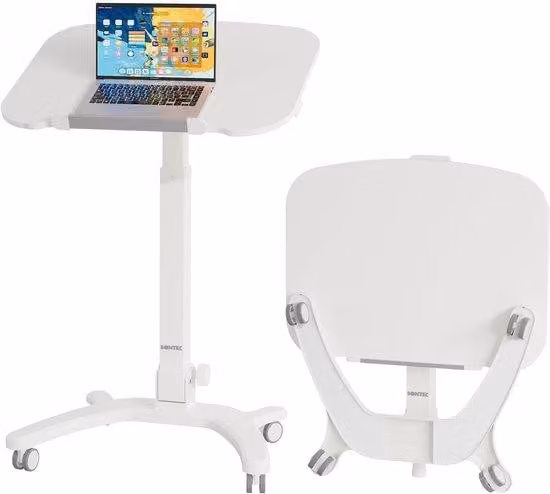 Ibenzoa®: Scrivania regolabile in altezza e pieghevole per computer, con 4 ruote – ergonomica e mobile, altezza regolabile da 75 a 111 cm, capacità di carico 12 kg