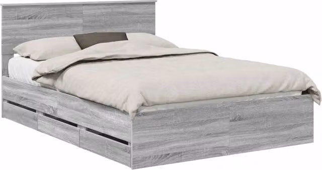 Letto matrimoniale | Letto per adulti | Struttura del letto con cassetto Grigio Sonoma 140 x 200 cm