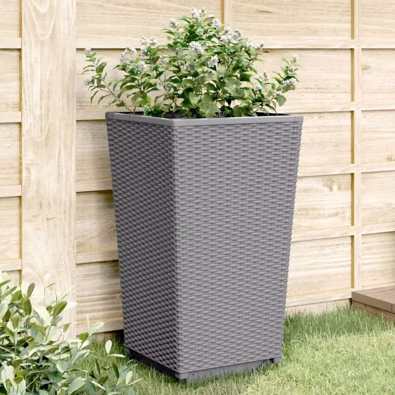 Set di 2 fioriere da giardino vidaXL in plastica grigio chiaro L/P/H: 32,5 x 32,5 x 57 cm