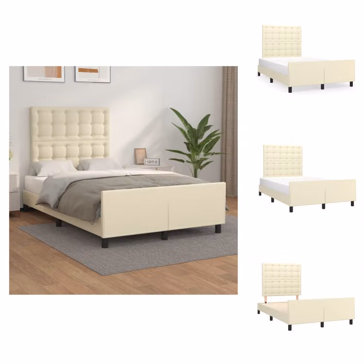 vidaXL Struttura letto con testiera crema 120x200 cm in Pelle finta - Letti e strutture letto