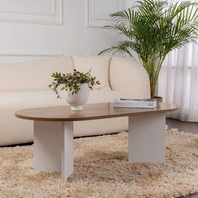 Tavolino da salotto Elain DMORA rettangolare moderno, Noce e Bianco, L: 119 cm, P: 60 cm, H: 40 cm