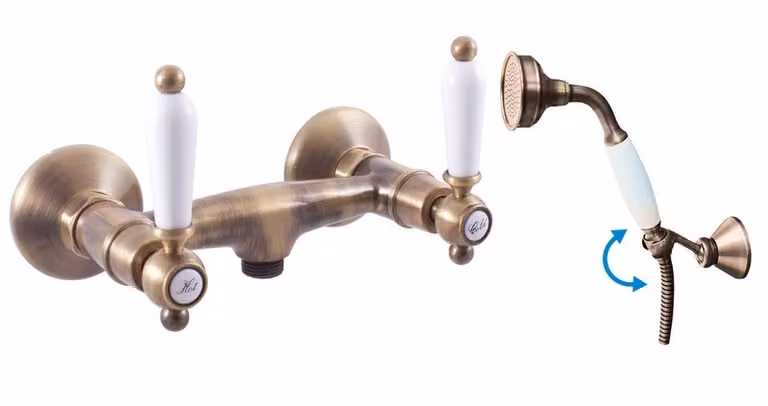 Slezák-RAV Miscelatore per doccia Slezák RAV Morava Retro MK580/2SM Colore: ottone vecchio, Dimensioni: 100 mm