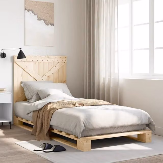 Letto con Testiera in Legno Massello di Pino vidaXL L/P: 90 x 200 cm – 1