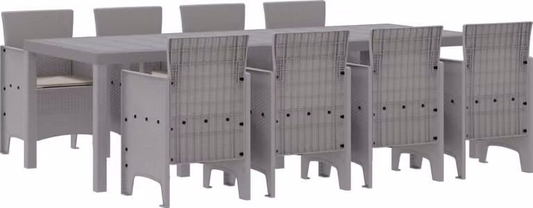 Set da Pranzo per Giardino 9 pcs Bianco Polipropilene